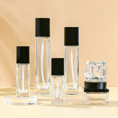 प्रीमियम स्किनकेयर पैकेजिंग के लिए लीकप्रूफ पर्यावरण के अनुकूल अनुकूलन योग्य ग्लास कॉस्मेटिक बोतल सेट